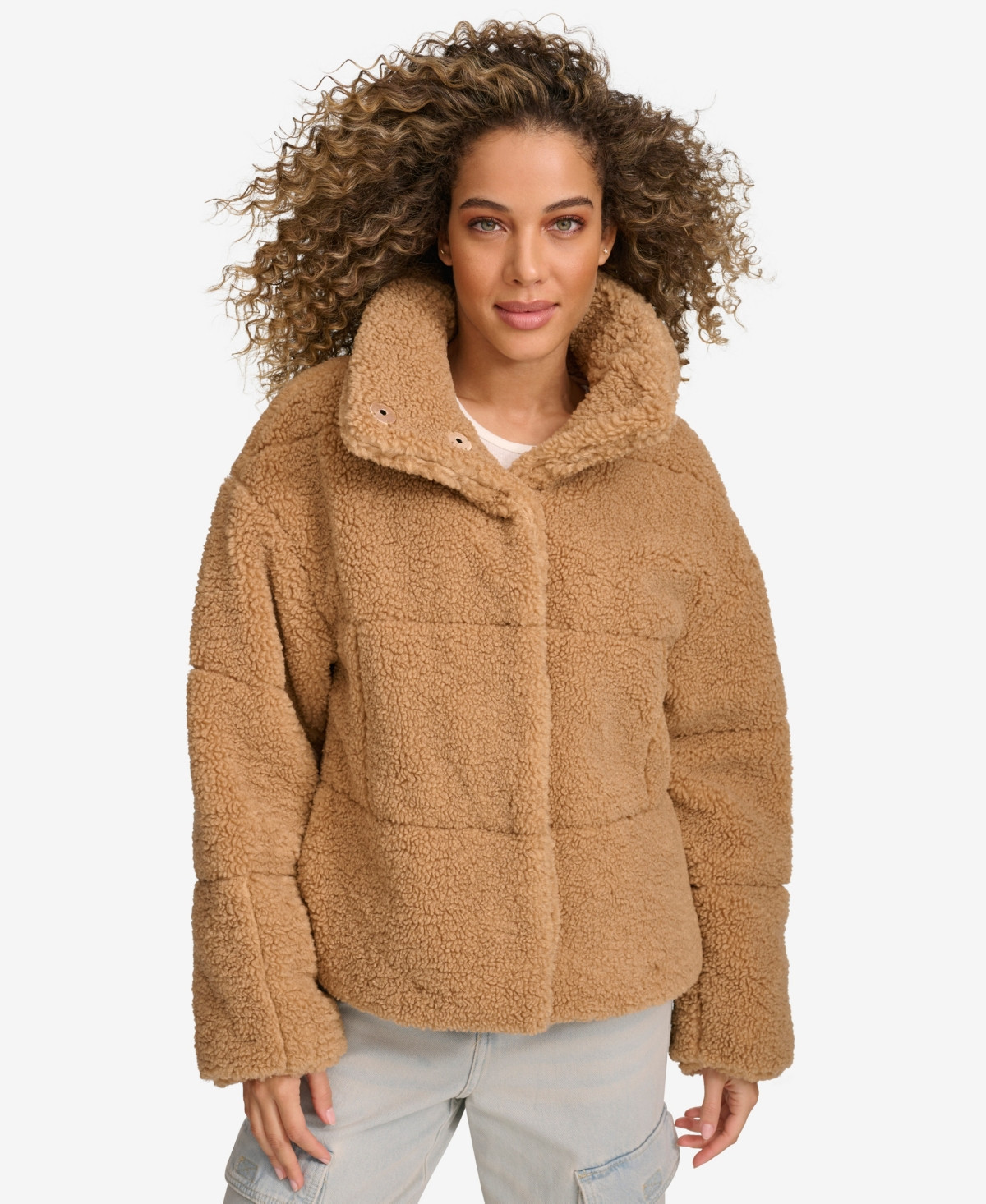 Levi's Women's Short Sherpa Teddy Jacket - Chestnut | Macy's