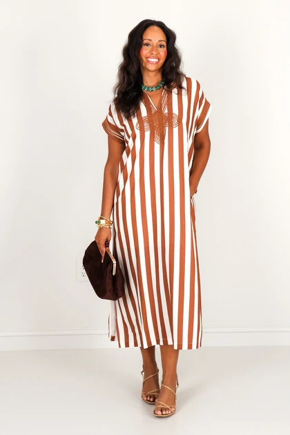 Bound To Happen Brown Short Sleeve Midi Dress | The Willow Tree