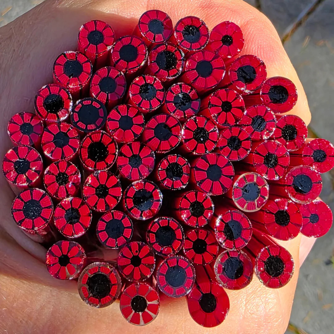 COE 96 Murrini Flower: Poppy - 1 oz Cane/Sticks | Etsy (US)