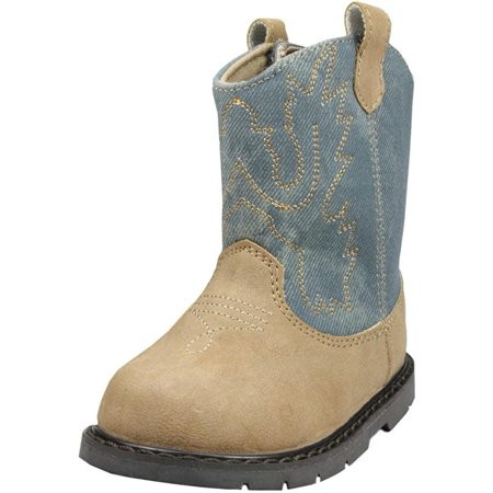 Baby Deer Tan Infant and Toddler Unisex Cowboy Western Boots with Denim Jean Accents Beige - 12 Todd | Walmart (US)
