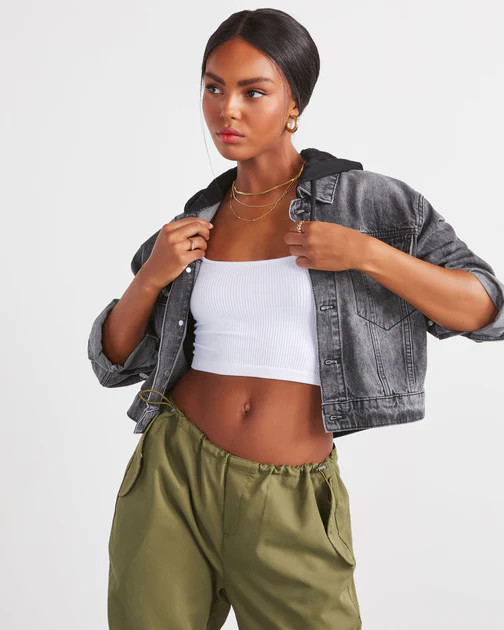 Gaston Hooded Denim Jacket - Black | VICI