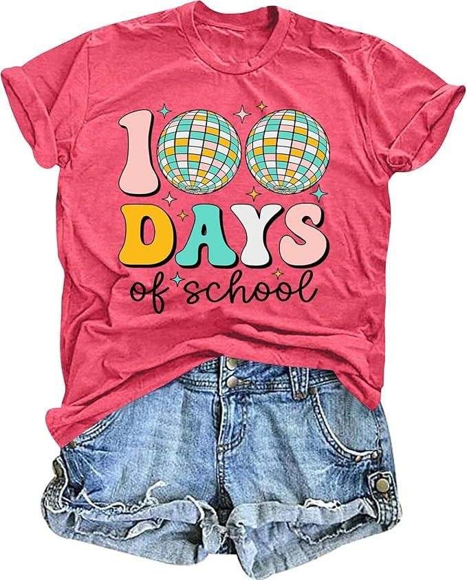 HQP 100 Day Shirt Women Teacher Shirts: Disco Ball 100 Days of School Days Inspirational Graphic ... | Amazon (US)