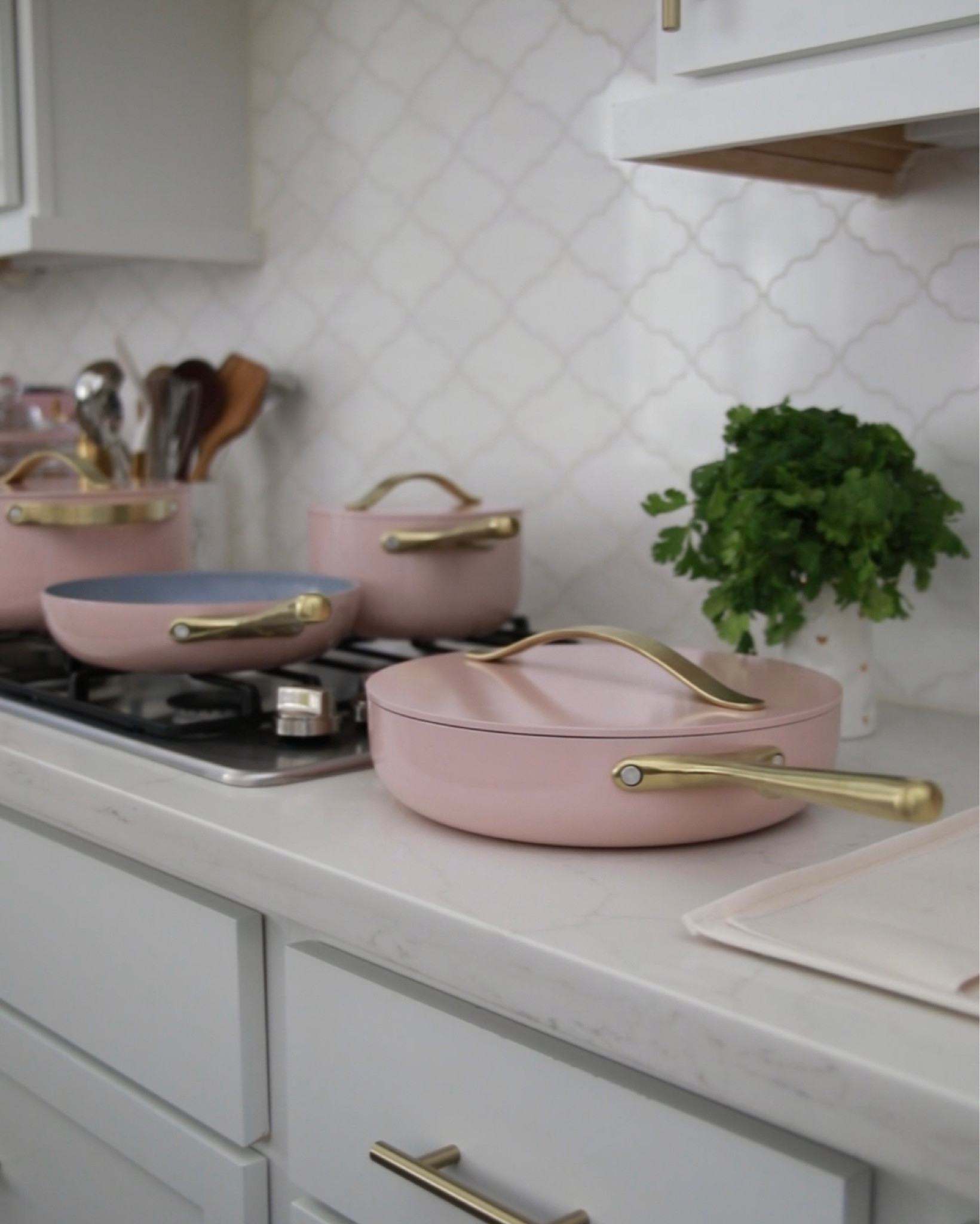 Caraway Home 7-Piece Rose Quartz Pink Ceramic Non-Stick Cookware