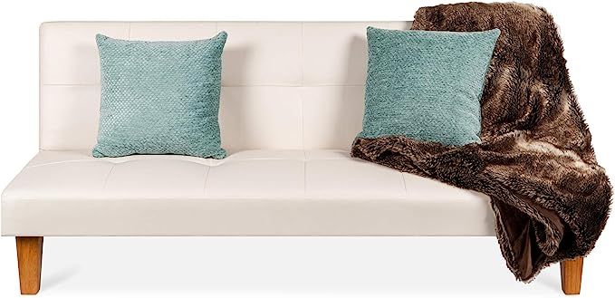 Best Choice Products Convertible Lounge Futon Sofa Bed w/Adjustable Back, Sturdy Wood Frame, Faux... | Amazon (US)