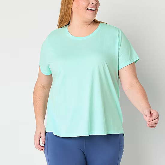 Xersion Womens Cotton Crew Neck Short Sleeve T-Shirt Plus | JCPenney