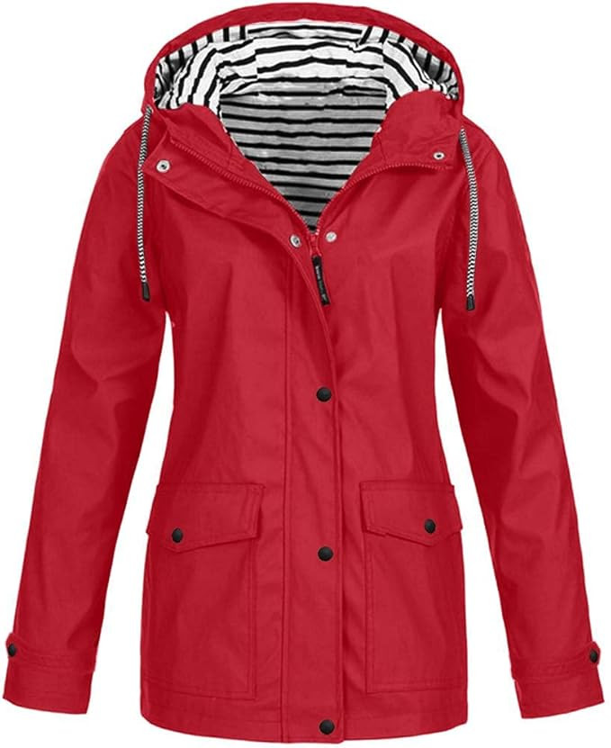 KEEYO Womens Plus Size Raincoats Rain Jackets Lightweight Waterproof Trench Coat Outdoor Packable... | Amazon (US)