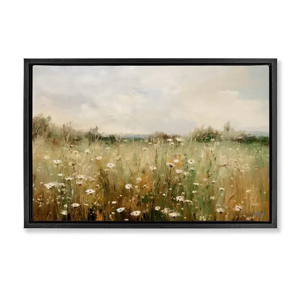 Stupell Country Daisy Field Framed Floater Canvas Wall Art Design By Roozbeh Bahramali | Bed Bath & Beyond