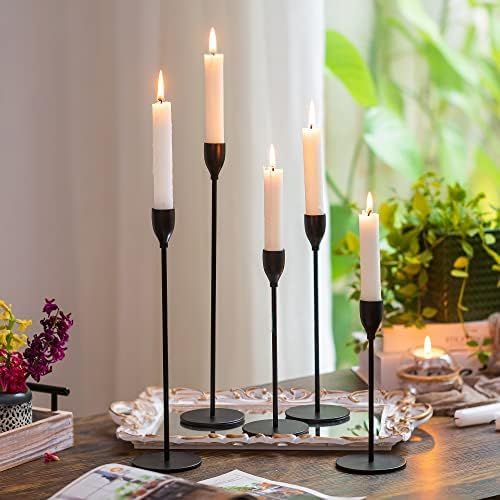 Romadedi Candlestick Holder Matte Black: for Taper Candles Set of 5 Tall Metal Candle Stick Stand... | Amazon (CA)