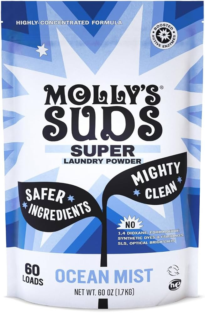 Molly's Suds Super Powder Detergent | Extra Strength Laundry Soap, Stain Fighting | Sensitive Ski... | Amazon (US)