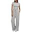 Darong Women's 2 Piece Set Outfits Lounge Sets Ruched Short Sleeve Tops High Waisted Wide Leg Pan... | Amazon (US)