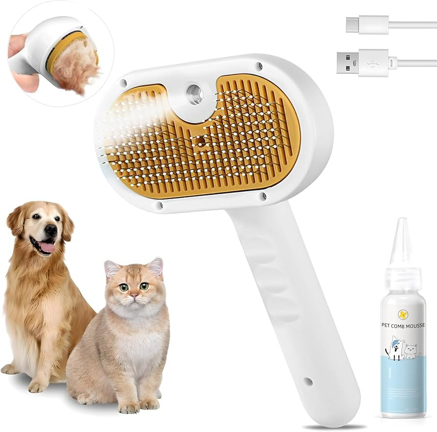 Cepillo de vapor para gatos, cepillo de vapor 3 en 1 para gatos de interior, cepillo portátil an... | Amazon (US)