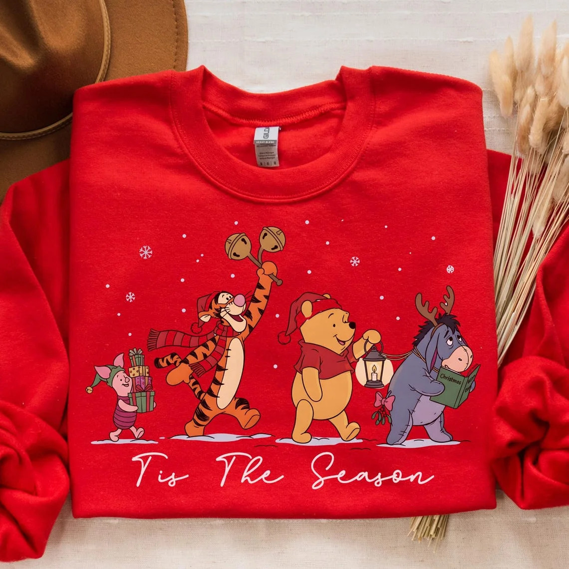 Pooh Tis the Season Christmas Sweatshirt Christmas Lights Pooh Shirt Cute Winnie The Pooh Winter ... | Walmart (US)
