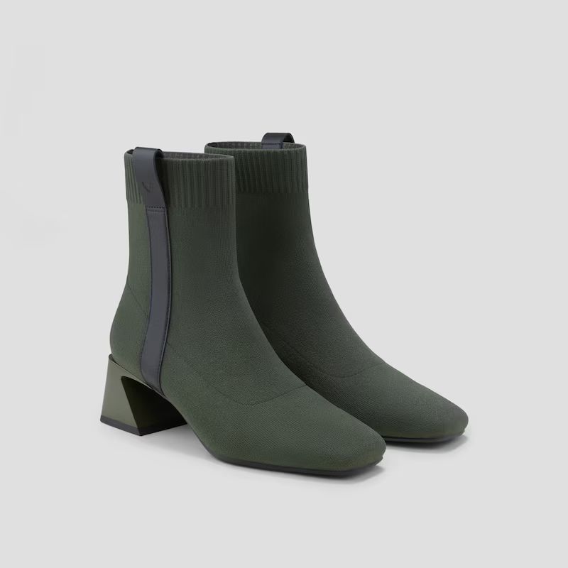 Square-Toe Water-Repellent Heeled Boots (Rafaella) | VIVAIA