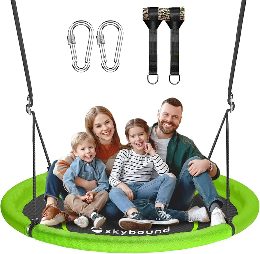 Skybound 43" Saucer Swing for Kids Outdoor - Durable Textilene Fabric, Galvanized Steel Frame, 60... | Amazon (US)