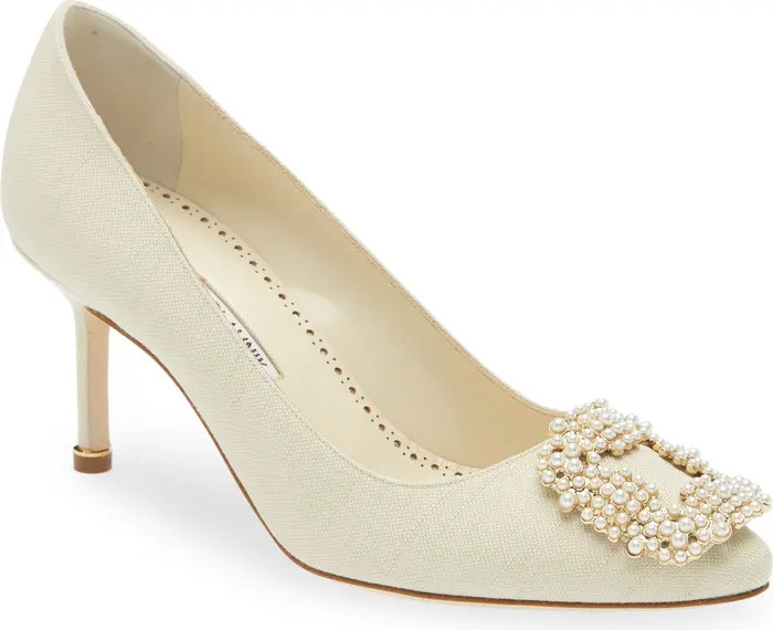 Manolo Blahnik Hangisi Buckle Pointed Toe Pump | Nordstrom | Nordstrom