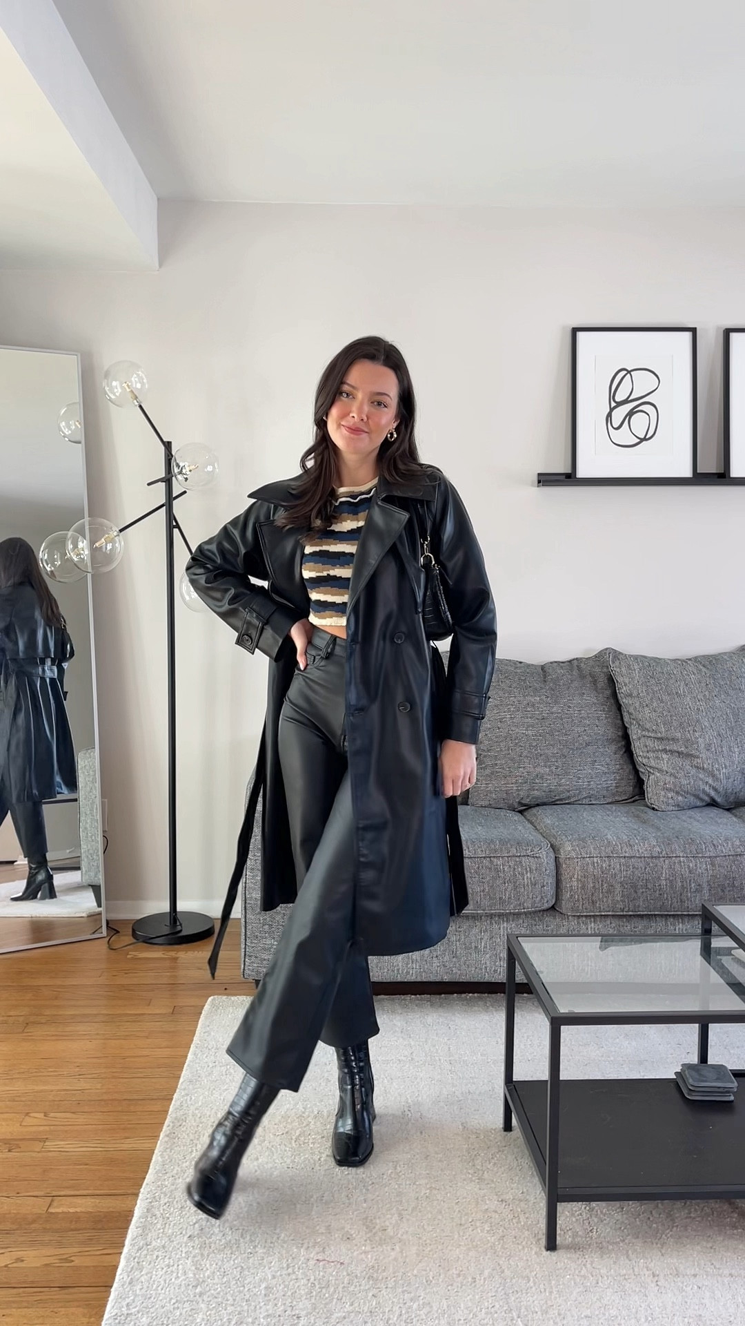 Lots of love for the faux leather 🖤 

Grey bandit code CASSIE15 for the sweater & sitewide! 

Wearing size small in the sweater and coat! Pants are out of stock but linking similar! 

#LTKunder100 #LTKFind #LTKSeasonal