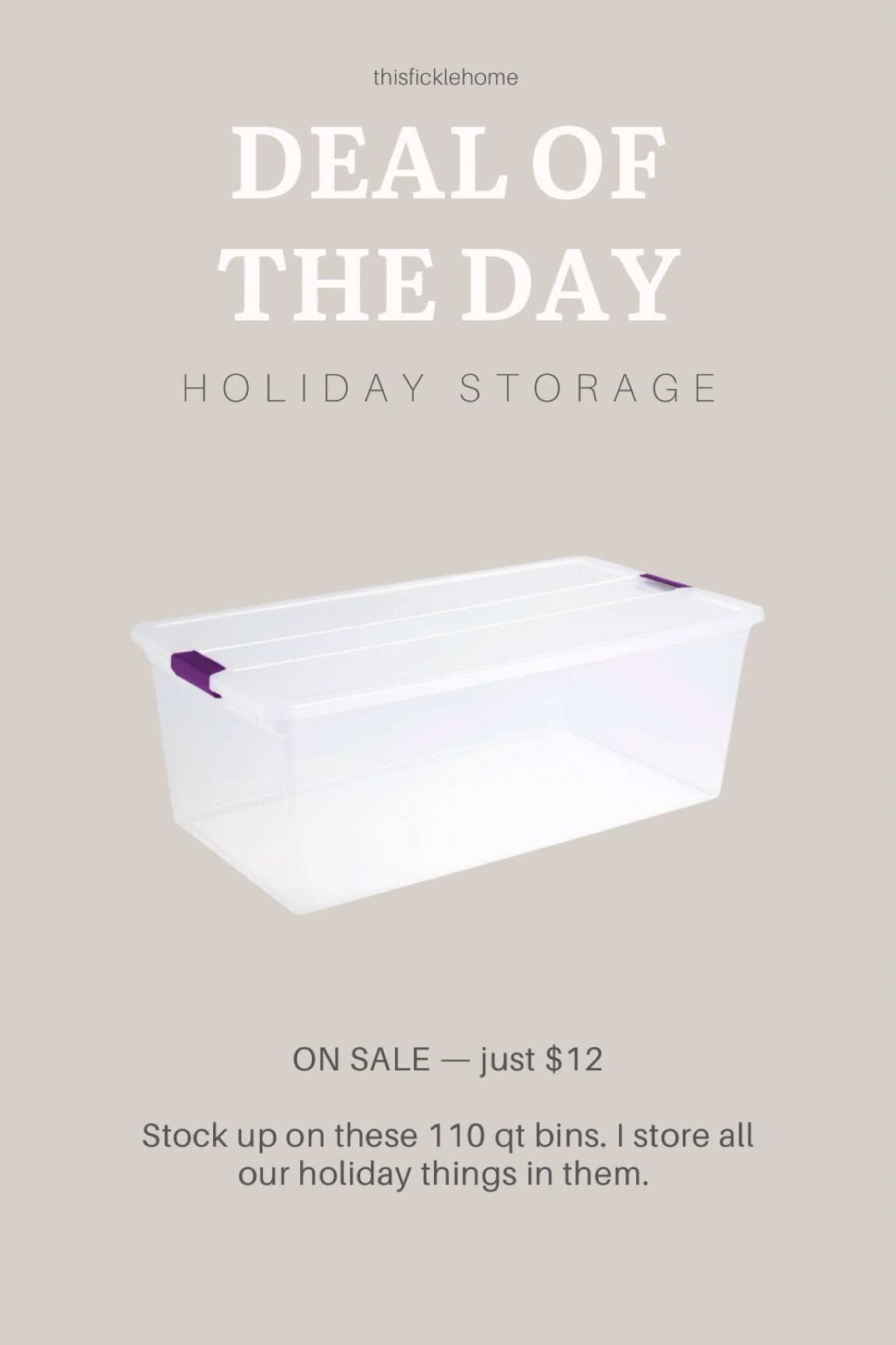 Holiday storage

Sterilite bins on sale at Target! 

#LTKHome #LTKSaleAlert
