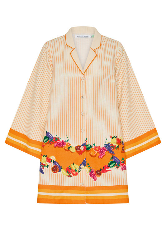 FRUITY MINI DRESS IN CREAM/ORANGE | Bohemian Traders