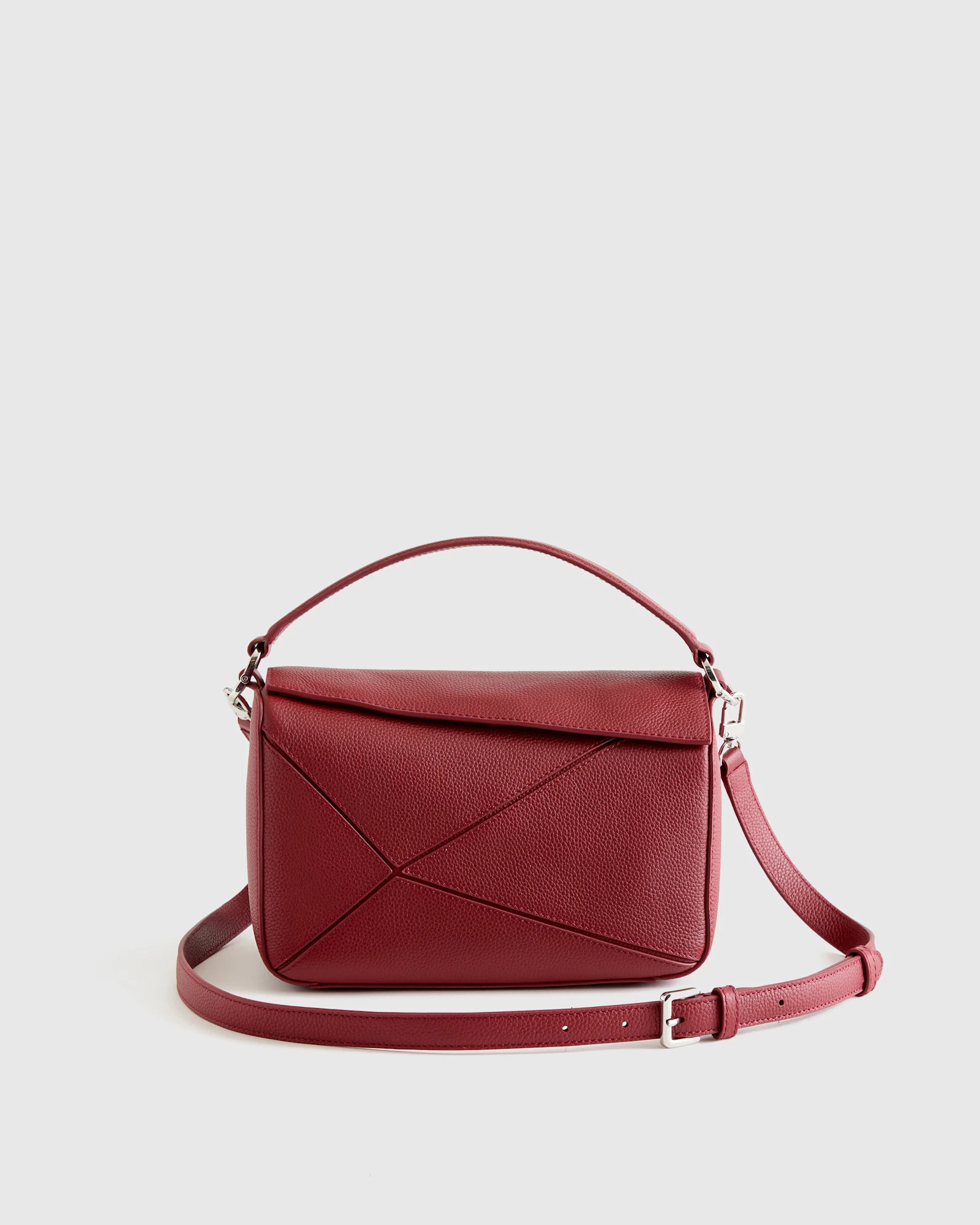 Quince | Women's Italian Leather Patchwork Crossbody in Black | Quince