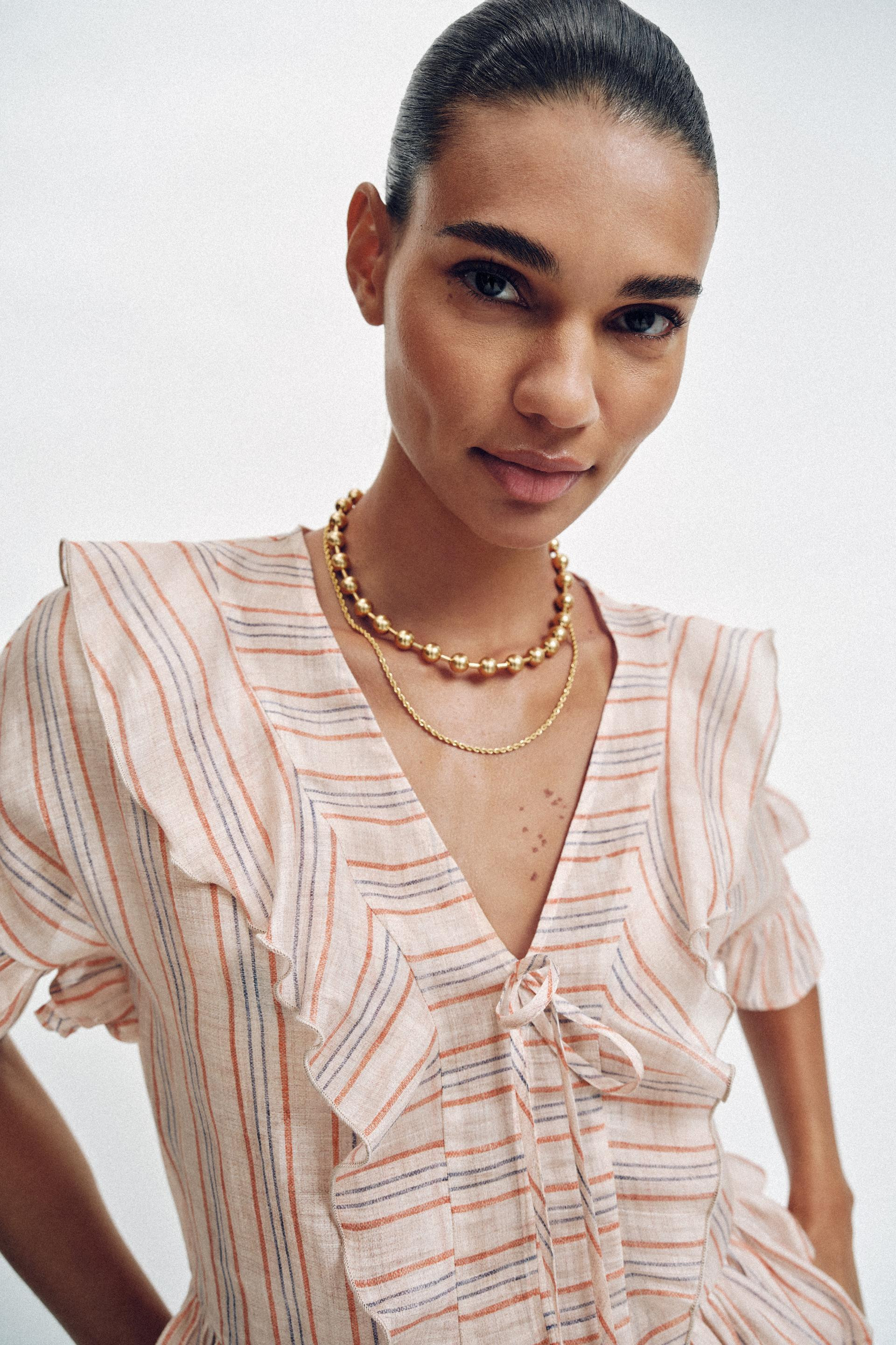 Zara - Pack Of 2 Beaded Cord Necklaces - Golden - M - Woman | Zara US