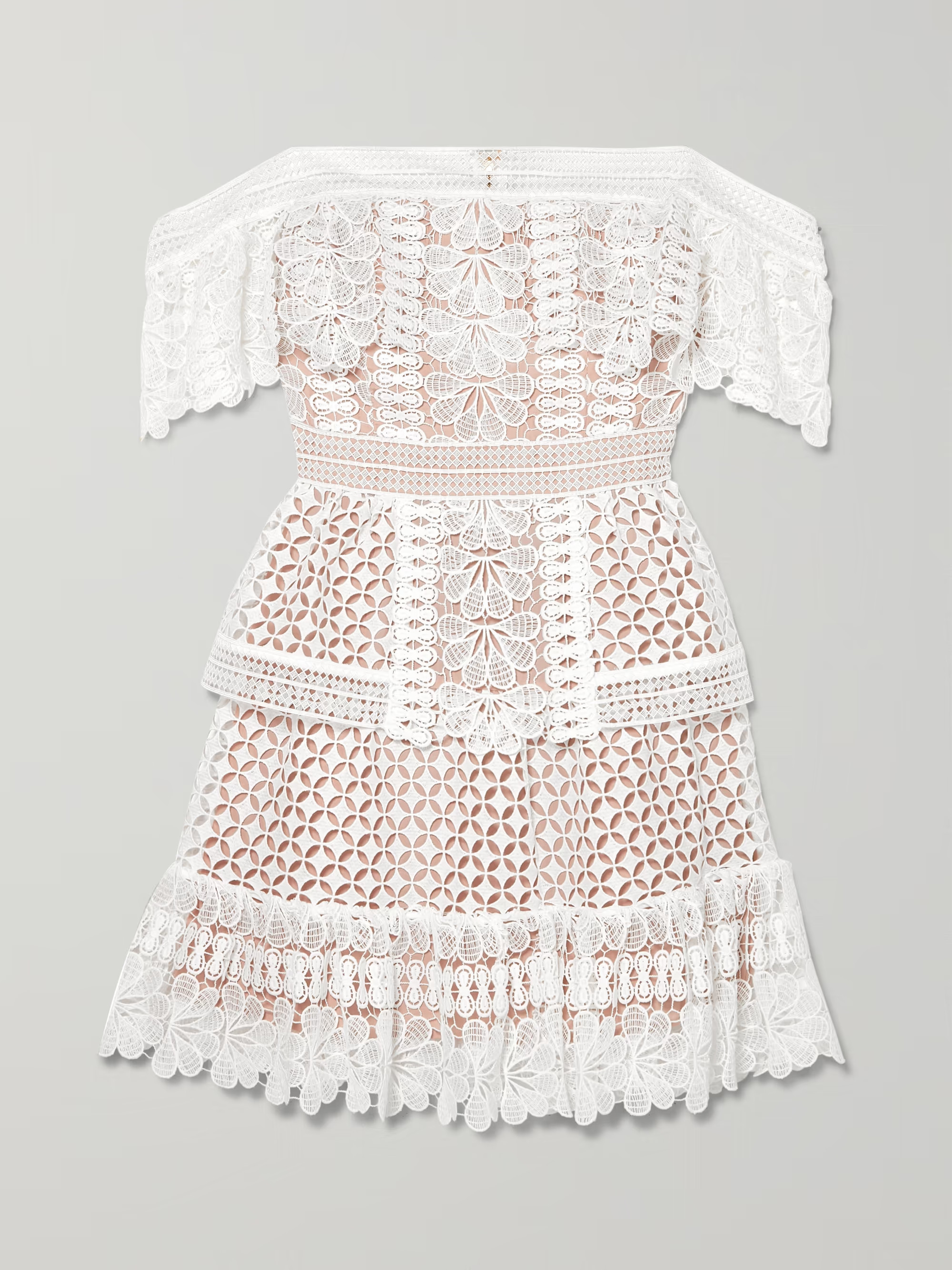 Off-the-shoulder guipure lace mini dress | NET-A-PORTER (US)