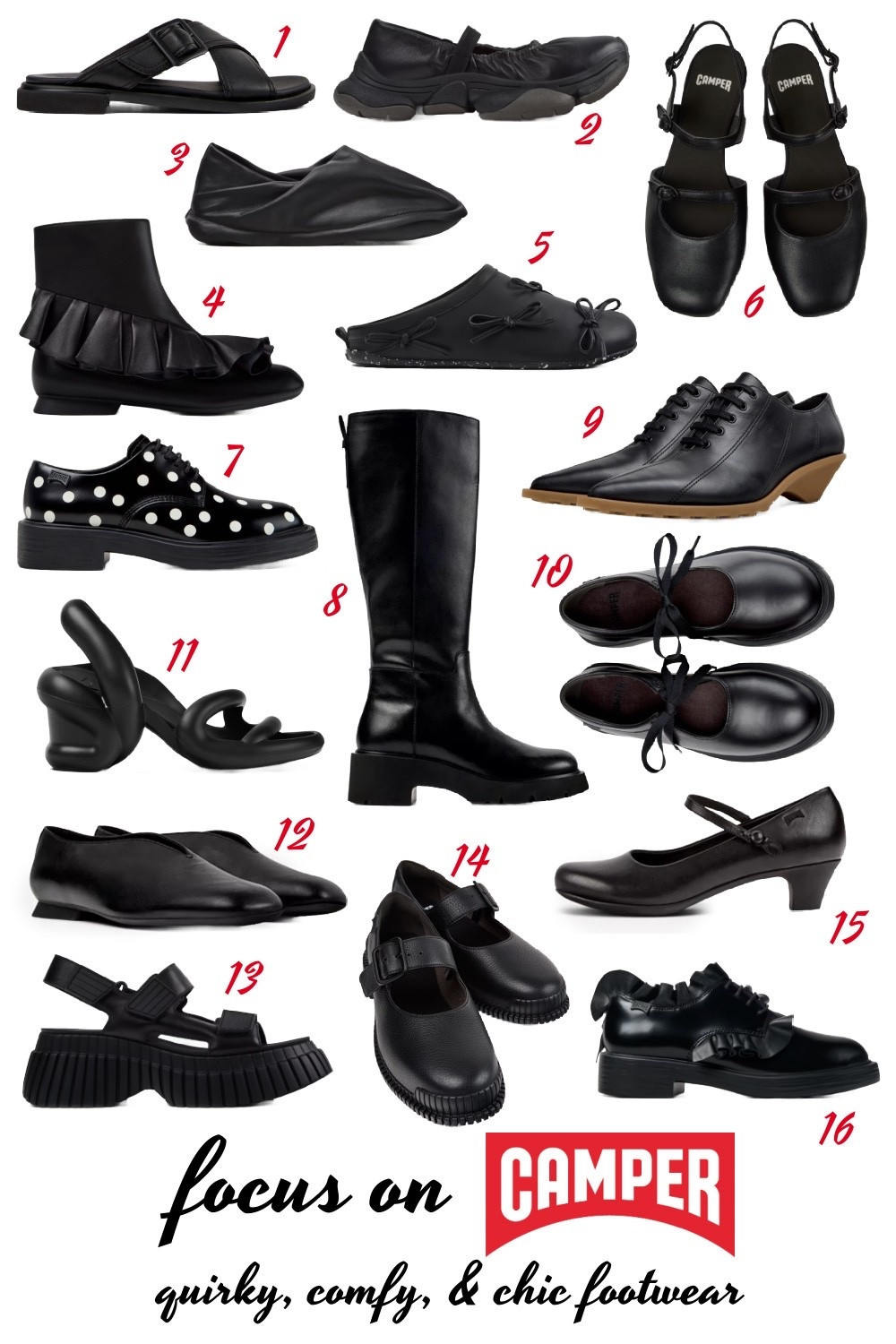 Comfortable, quirky, wide feet, available, black footwear from Camper  

#LTKSeasonal #LTKOver40 #LTKMidsize