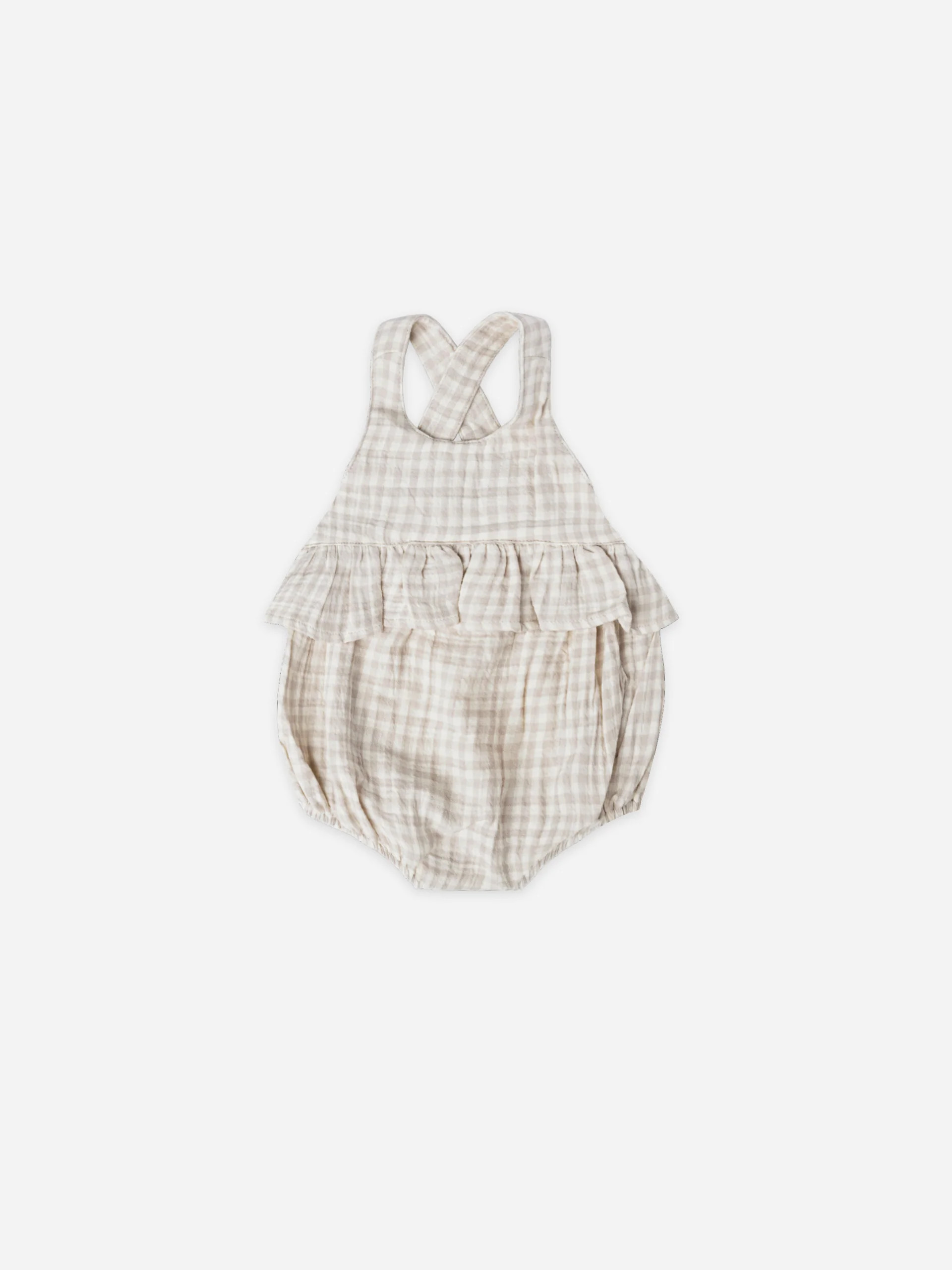 penny romper | silver gingham | Quincy Mae