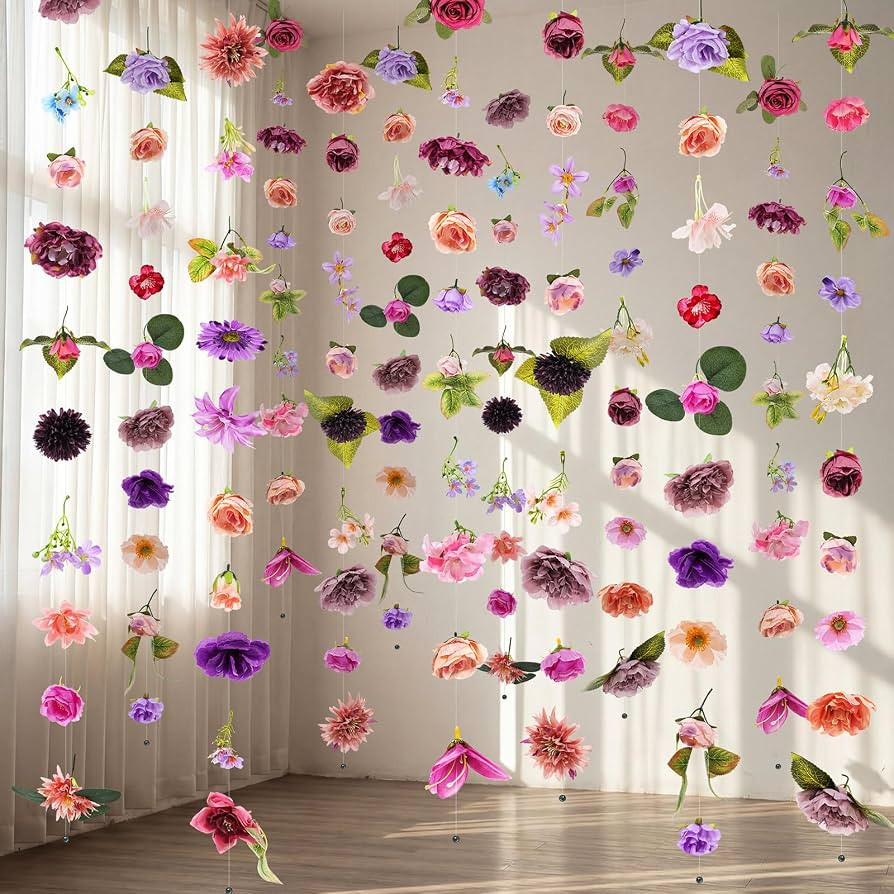 Suncalla 6 Pcs 35.46 ft Flower Garlands Backdrop Garden Party Decoration Artificial Wildflower Vi... | Amazon (US)