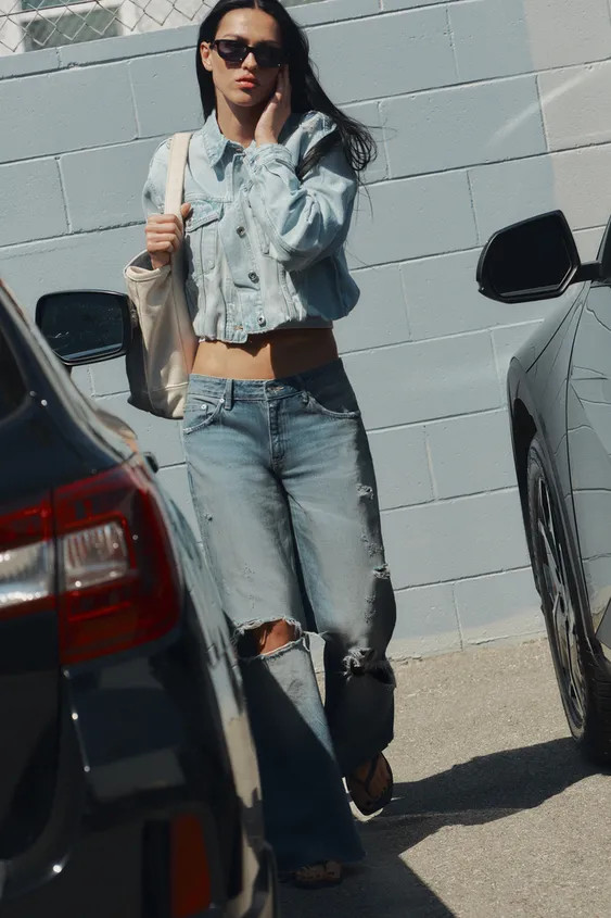 TRF RIPPED DENIM JACKET | Zara UK