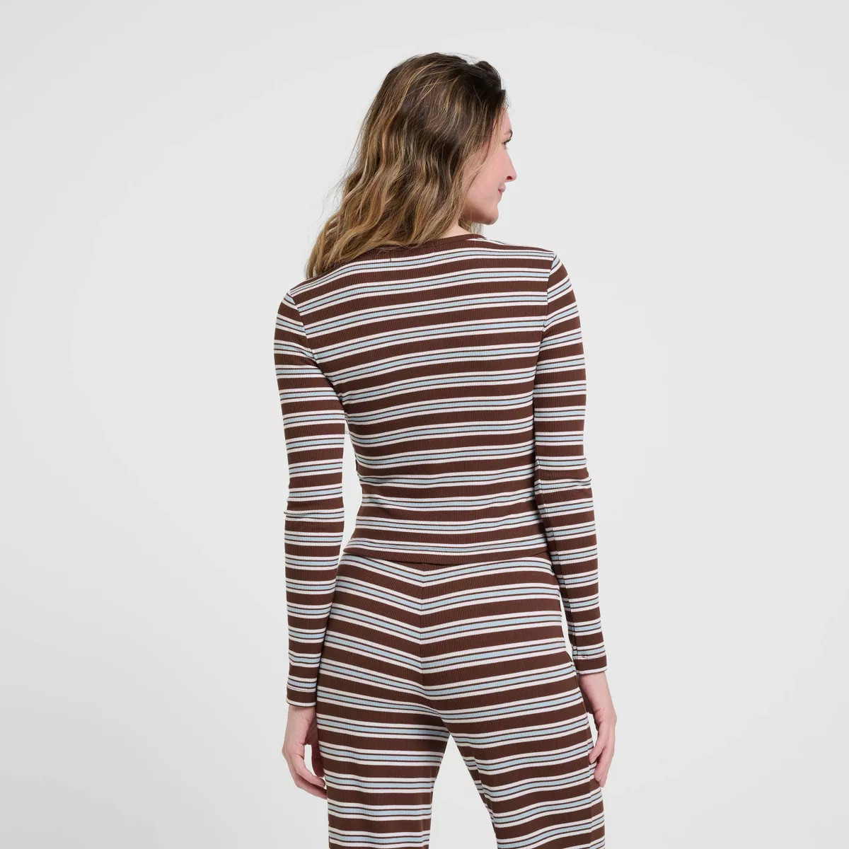 Women's dELiA*s Striped Knit Button-Down Shirt - Brown M | Target