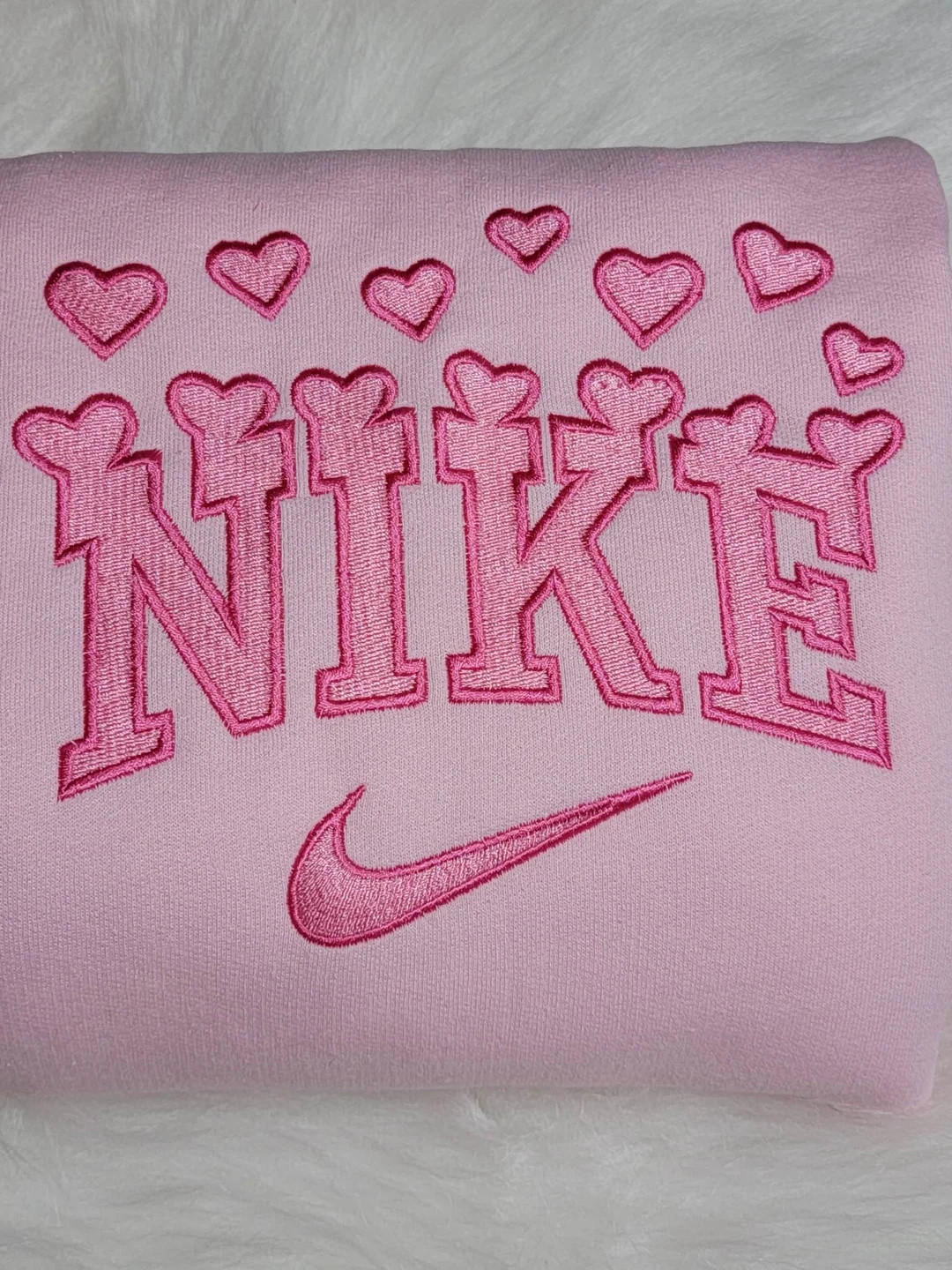 Custom Made Crewneck Sweater Embroidered With Hearts Design. - Etsy | Etsy (US)