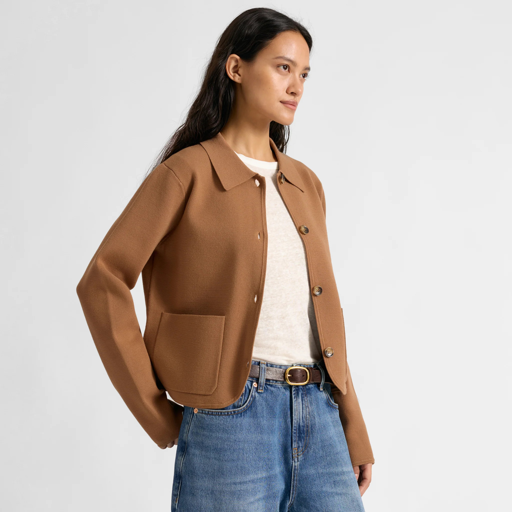 Tan Knitted Jacket | Albaray