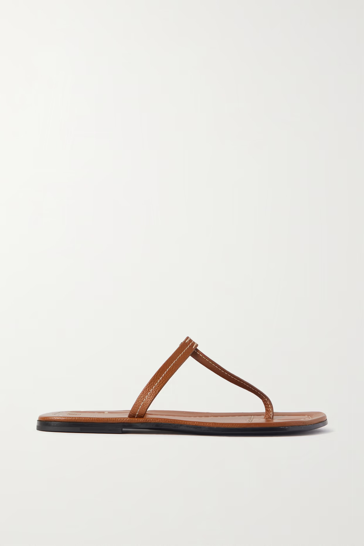 TOTEME - The T-strap Leather Sandals - Brown | NET-A-PORTER (US)