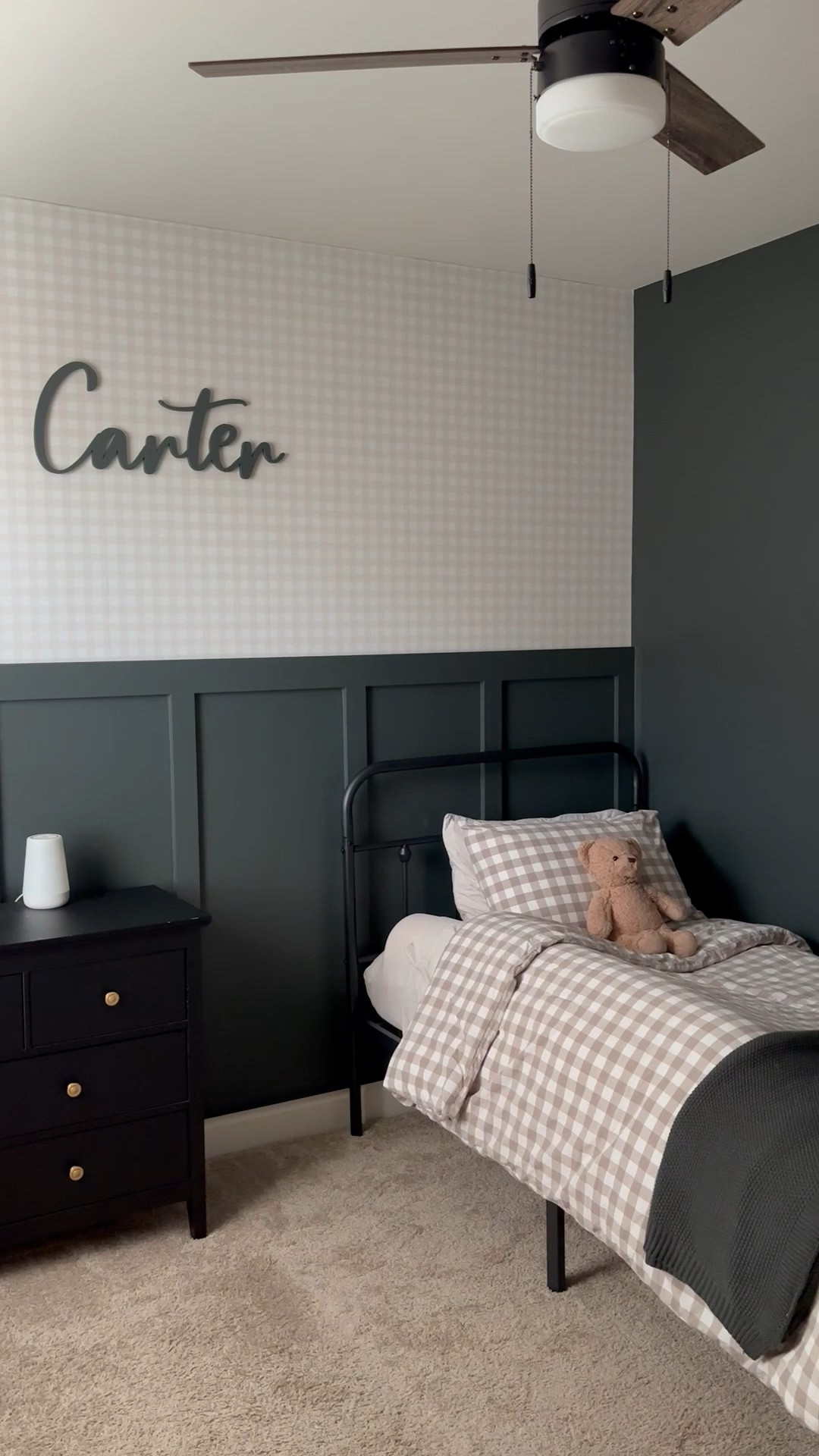 Little man’s room got an upgrade for Christmas 🐻 

Paint Color: SW Rock Bottom
• It’s like a green grey but also pulls a blue hue in the evening with minimal light in this room. Very pretty, cool, moody and fun! 

Little boys room, nursery decor, plaid wallpaper, green paint, home decor, toddler boy, toddler room, toddler bed, plaid, neutral wall art, peel and stick wallpaper, neutral bedding

#LTKBaby #LTKmomlife #LTKKids