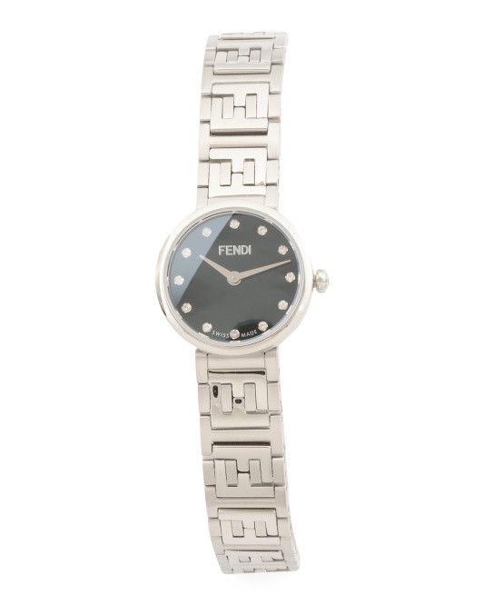 Women's Swiss Made 19mm Forever Black Silver Bracelet Watch | TJ Maxx