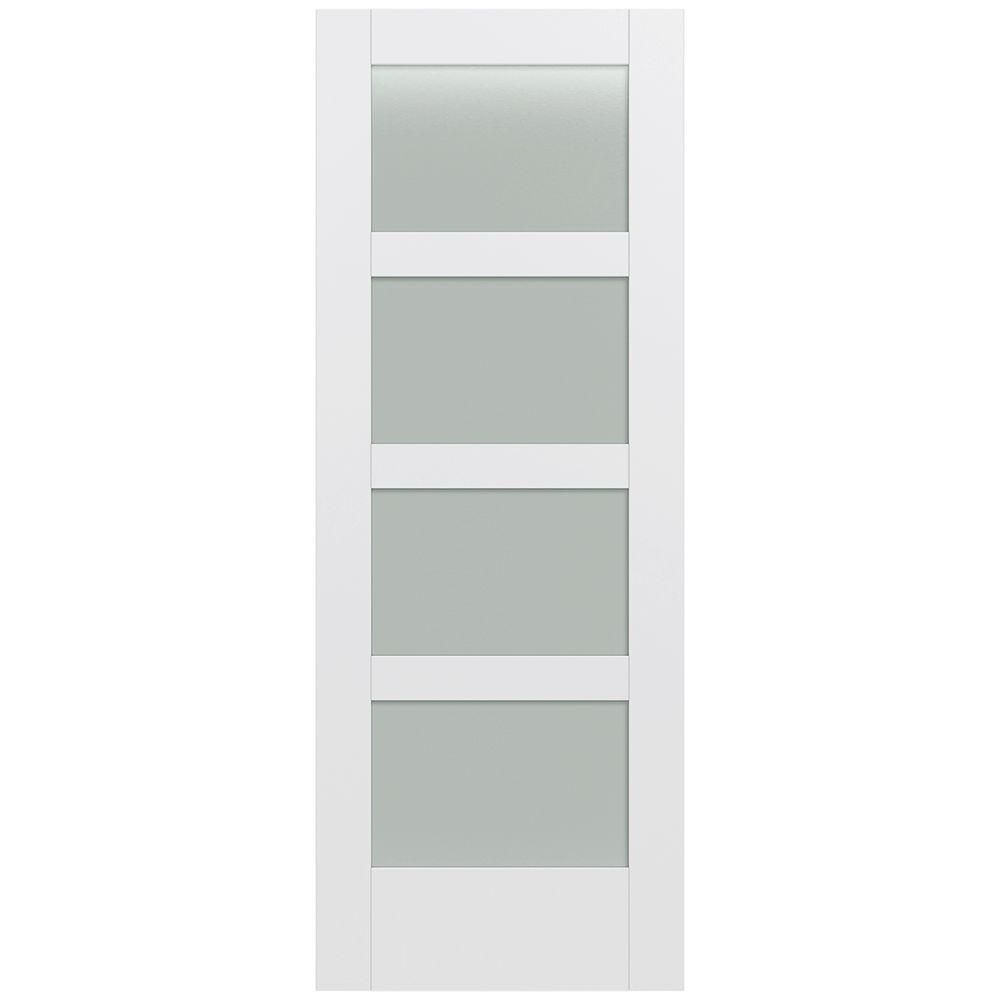 32 in. x 80 in. MODA Primed PMT1044 Solid Core Wood Interior Door Slab w/Translucent Glass | The Home Depot