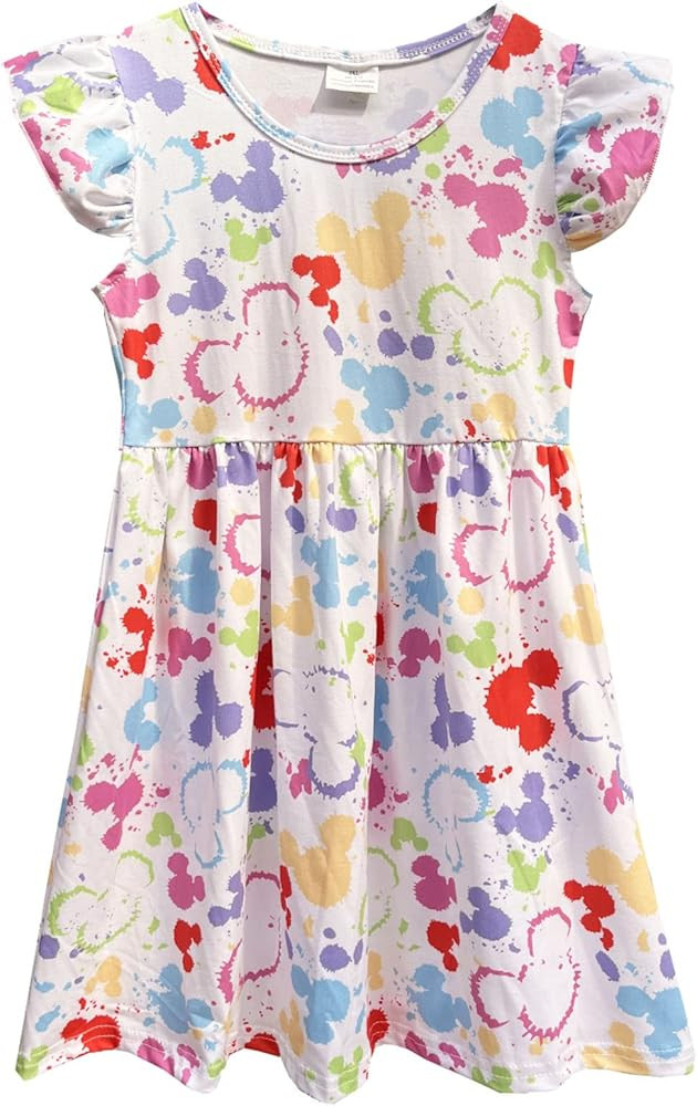 Baby Girls Spring Summer Micky Mouse Dress Toddler Girl Boutique Flutter Sleeve Dress for 2-7 Yea... | Amazon (US)