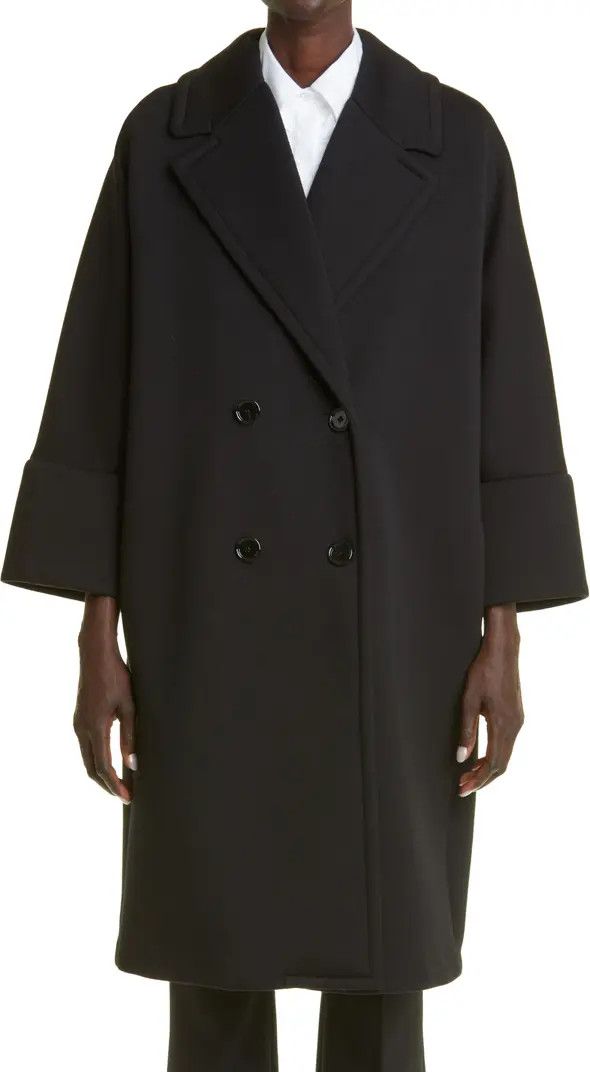 Max Mara Zurca Double Breasted Coat | Long Black Coat | Work Wear Style | Spring Outfits  | Nordstrom