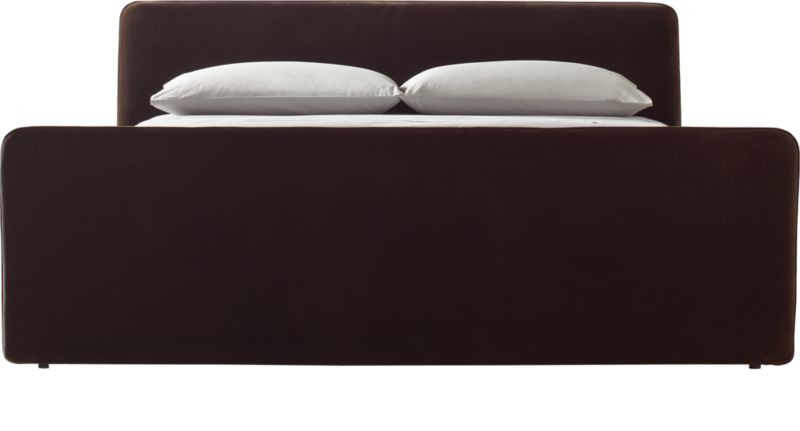 Camerano Modern Chocolate Velvet Upholstered Modern King Bed | CB2 | CB2