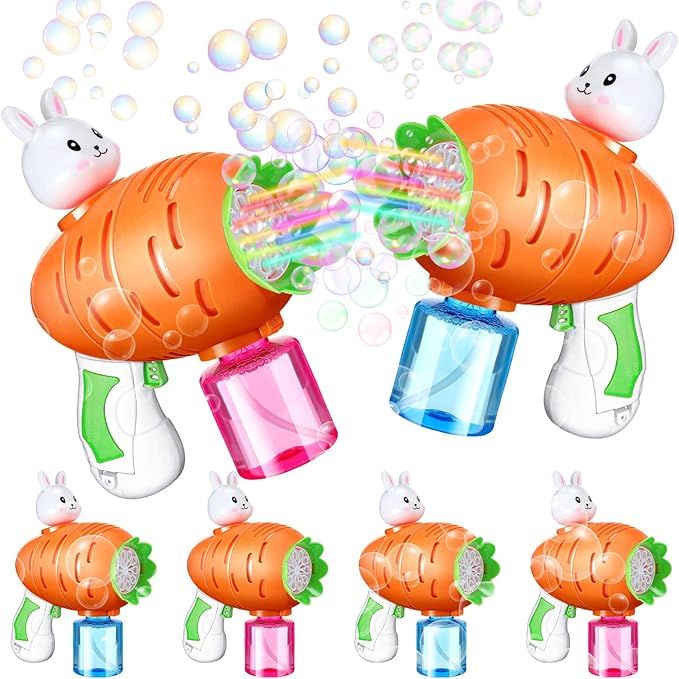 Simgoing 4 Pack LED Easter Bubble Wand Kit Toddlers Bunny Bubble Toys Kids Carrot Bubble Machine ... | Amazon (US)