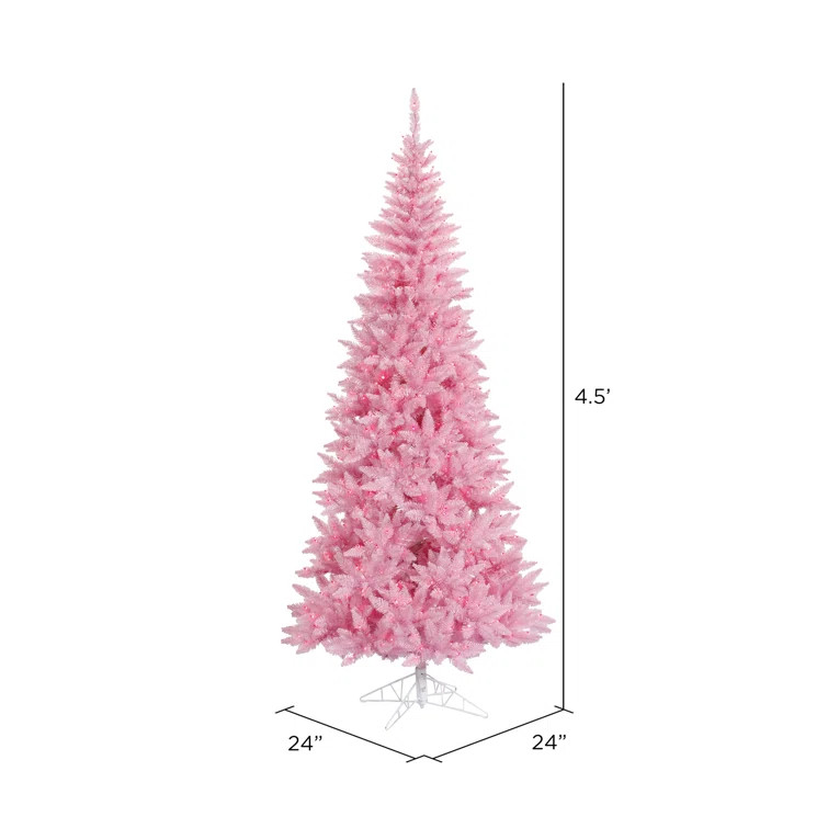 Pink Fir 54'' Lighted Artificial Fir Christmas Tree | Wayfair North America