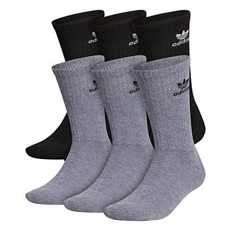 adidas Originals Men's Trefoil Crew Socks (6-Pair), Heather Grey/Black/White, Large, (Shoe Size 6... | Walmart (US)