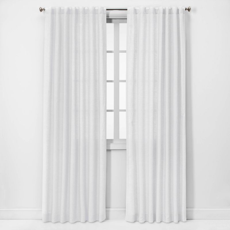 1pc 54&#34;x95&#34; Light Filtering Linen Window Curtain Panel White - Threshold&#8482; | Target