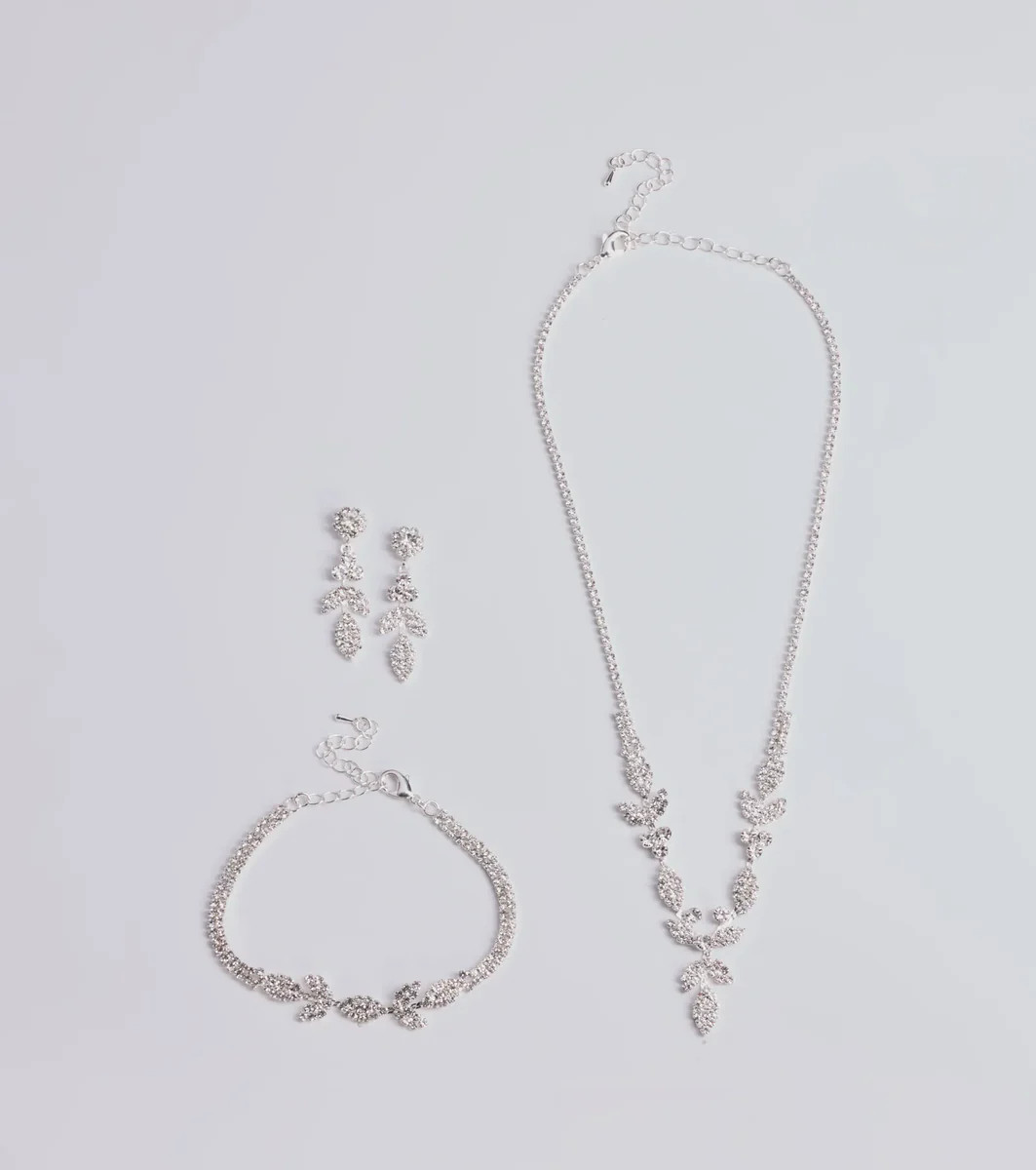 Luxe Desire Rhinestone Leaf Jewelry Set | Windsor Stores