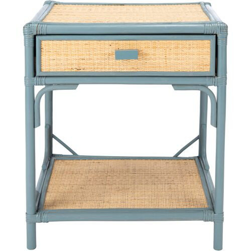 Laguna Rattan Nightstand, Blue Gray/Natural | One Kings Lane