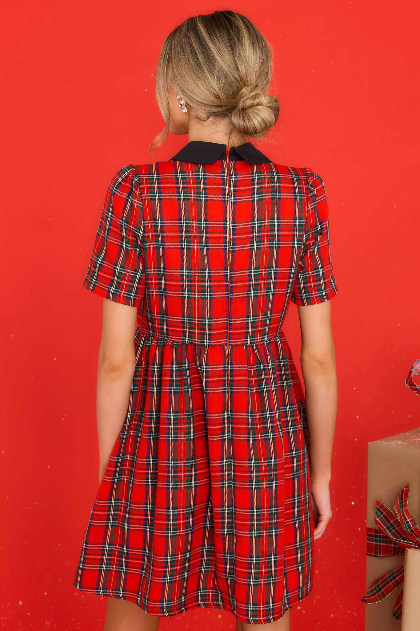 Yuletide Cheer Red Multi Plaid Dress | Red Dress 