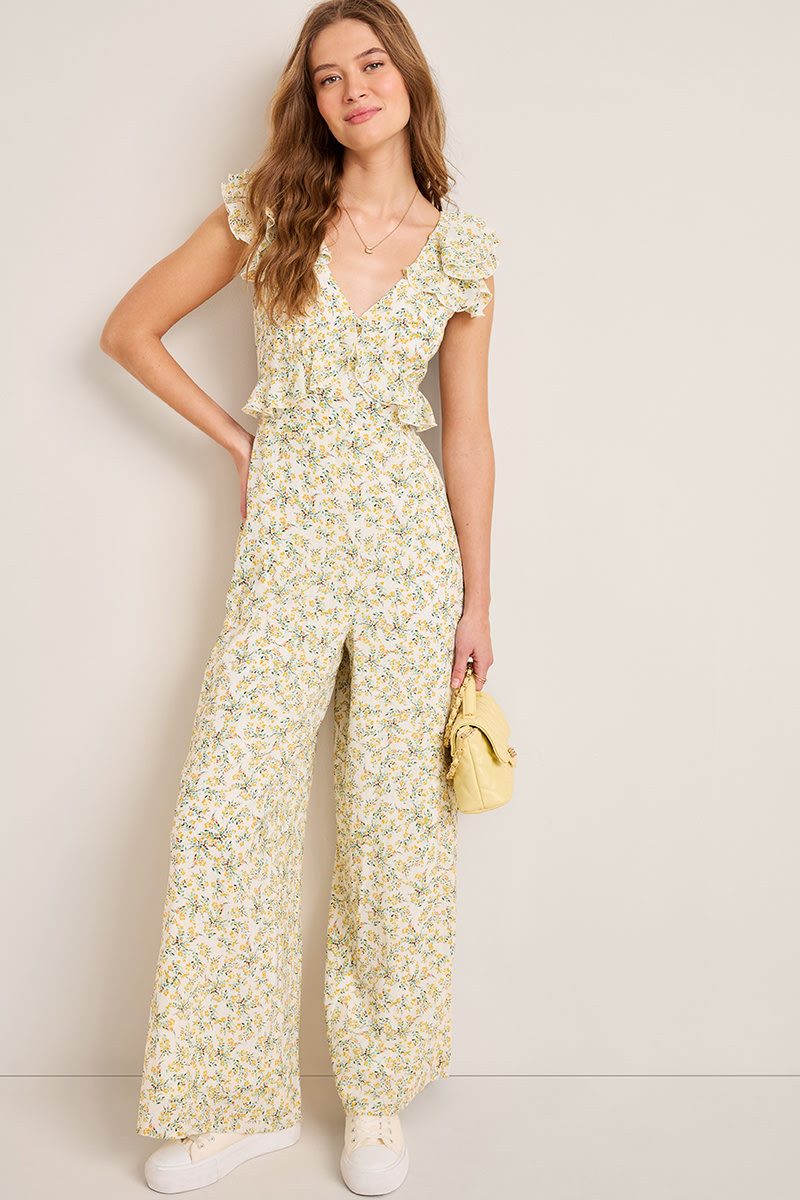 Hannah Bow Back Floral Jumpsuit | Francesca's