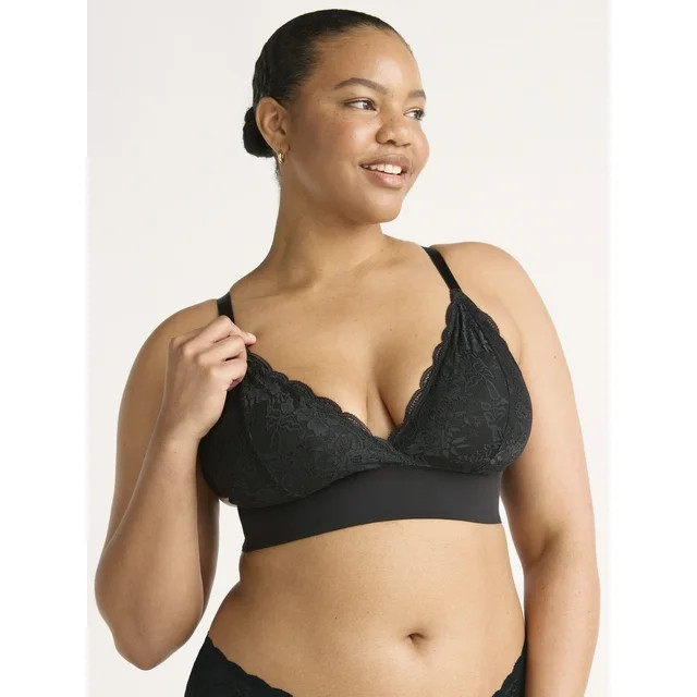 Joyspun Women's Micro and Lace Bralette, Sizes S-3XL | Walmart (US)