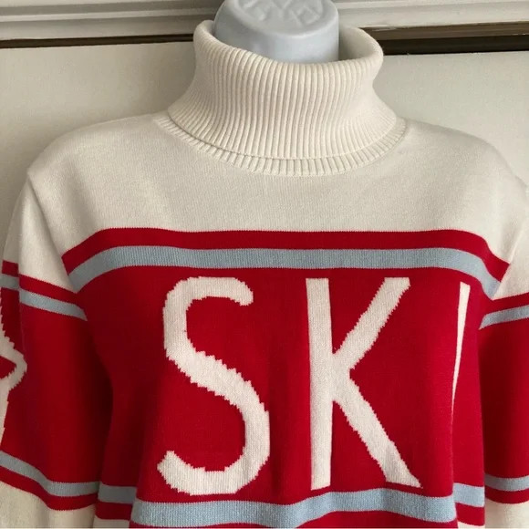 Forever 21 Graphic SKI Motif Turtleneck Red White Blue Apres Ski Lodge, NWT Sz S | Poshmark
