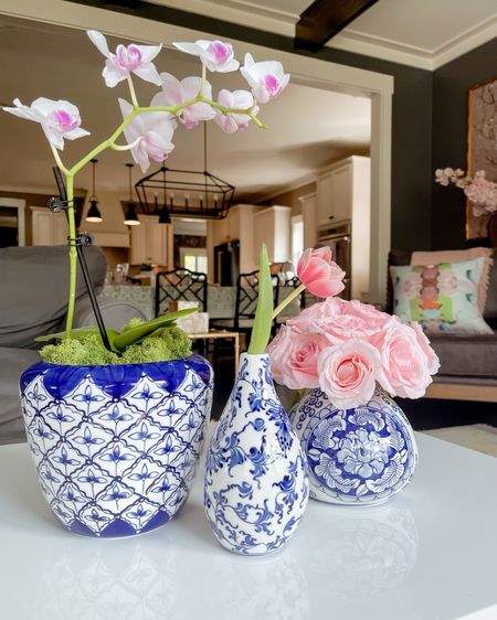 Classic blue and white from @paynesgrayhome pair perfectly with pink flowers! 

#LTKhome #LTKVideo #LTKGiftGuide